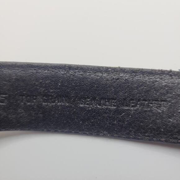 Black Leather Belt Mens 36 Silver Western Buckle Textured Concho Cowboy Rodeo - Picture 7 of 7